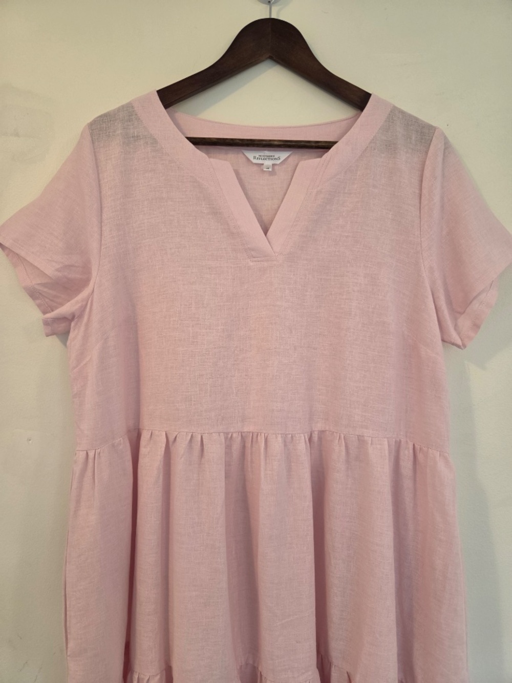 Northern Reflections pink linen dress M tiered oversized lagenlook cottage core - Picture 5 of 8